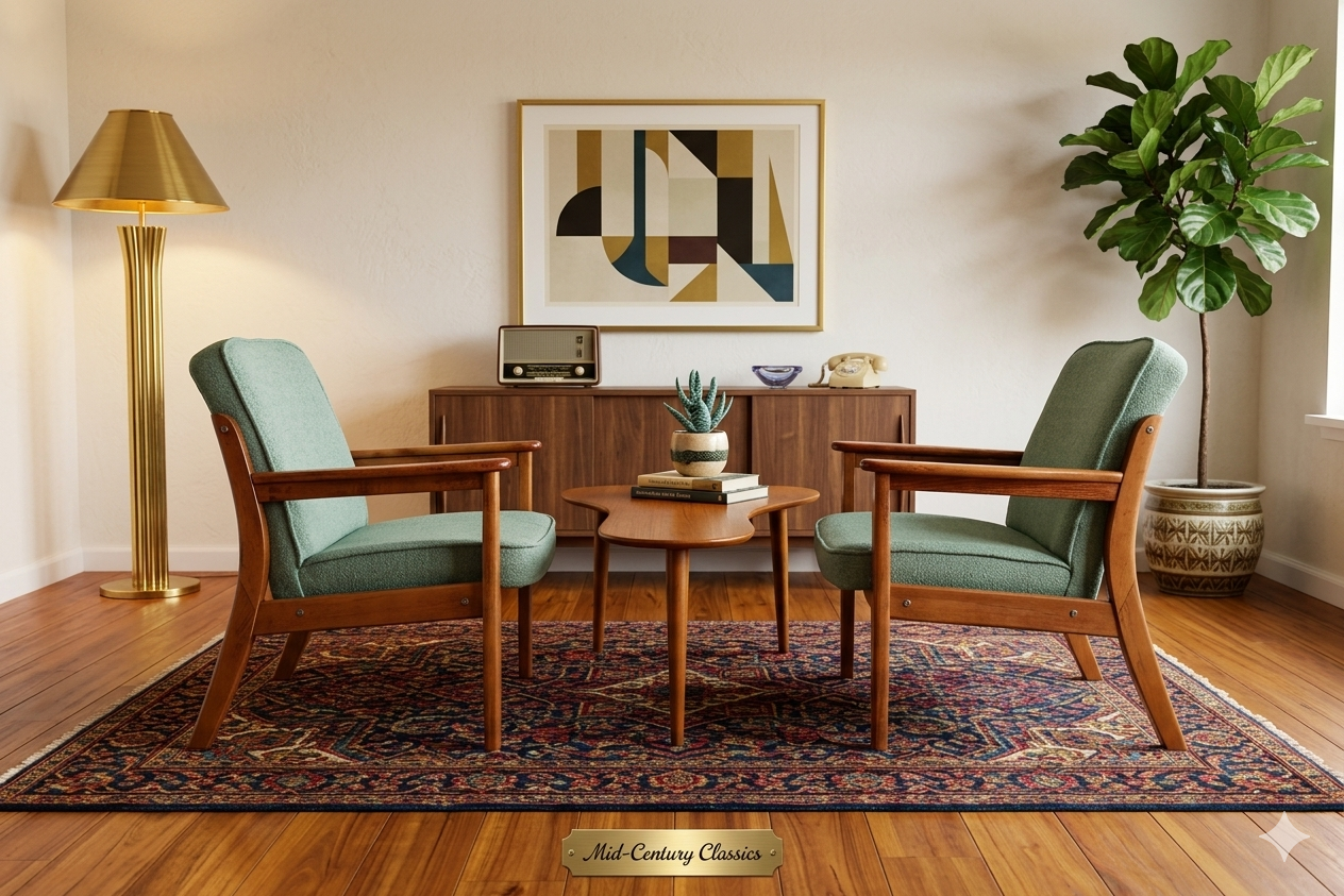 Pair of mint green armchairs from the 1970s.