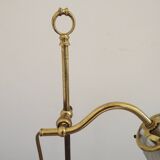 French antique brass goose neck table lamp with white opaque glass shade 5468.