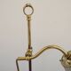 French antique brass goose neck table lamp with white opaque glass shade 5468.