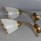 Pair of wall sconces frosted glass & brass 50