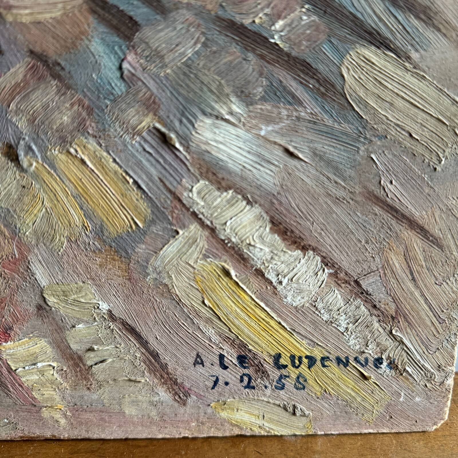 Oil on panel still life with flowers by A. Le Cudennec 1955