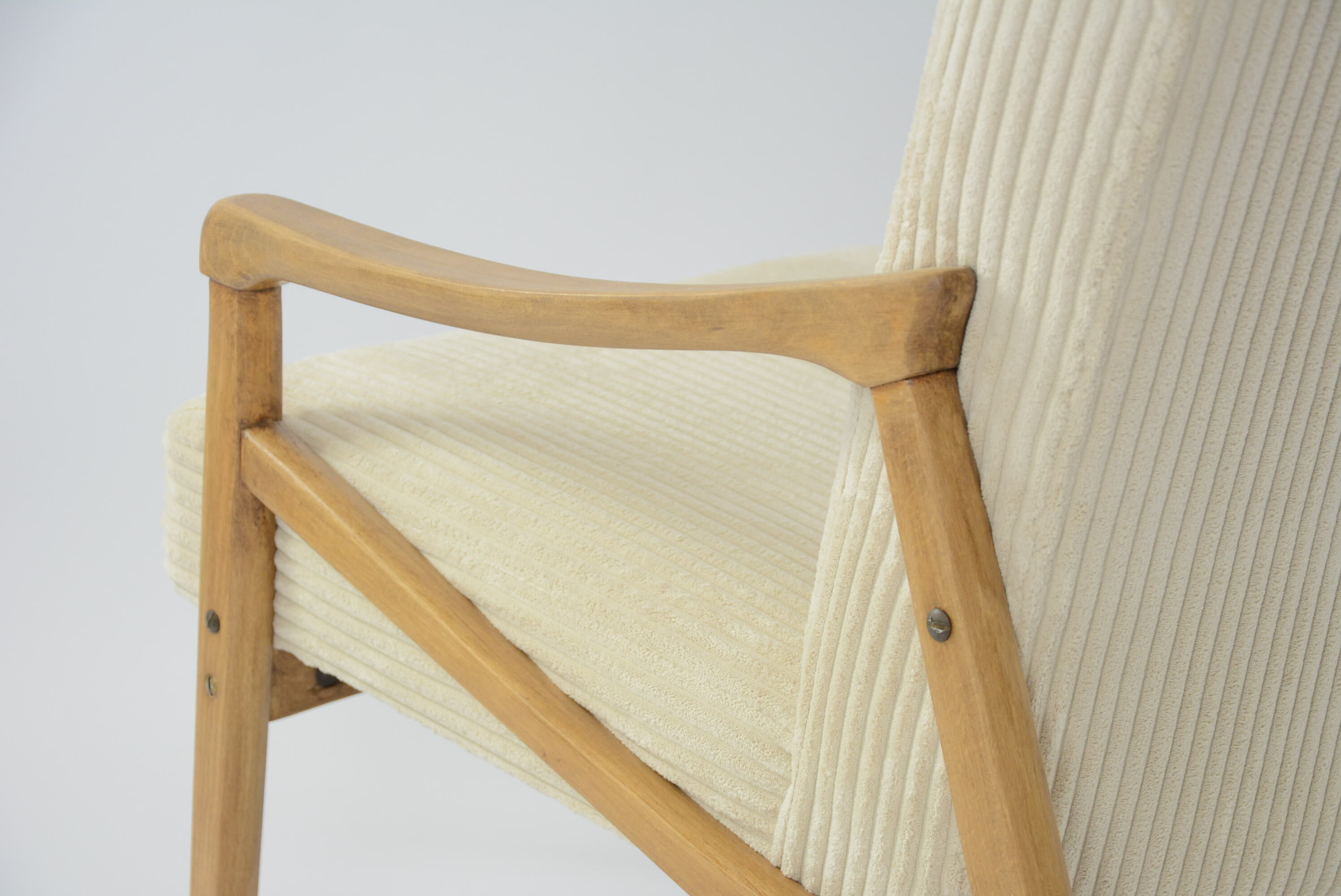 Fauteuil Pen velours côtelé crème