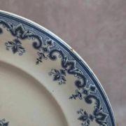 Antique plate Terre de Fer Clairefontaine Rouen blue decoration