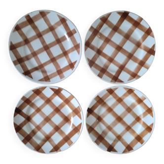 La Redoute x Selency set of 4 dessert plates Brown tablecloth