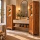 Rare pair of Art Deco glass columns in solid walnut – renovated