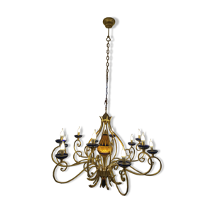 Lustre Masca en fer forgé doré