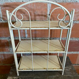 Vintage White Broken Metal Folding Shelf Unit 3 Tiers