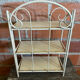 Vintage White Broken Metal Folding Shelf Unit 3 Tiers