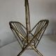 1960 magazine rack faux bamboo in beaten gold iron Italian craftsmanship