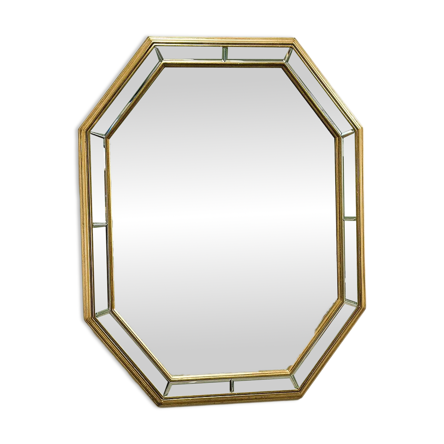 Large octagonal bevelled mirror by De Knudt, Belgium, 1980s