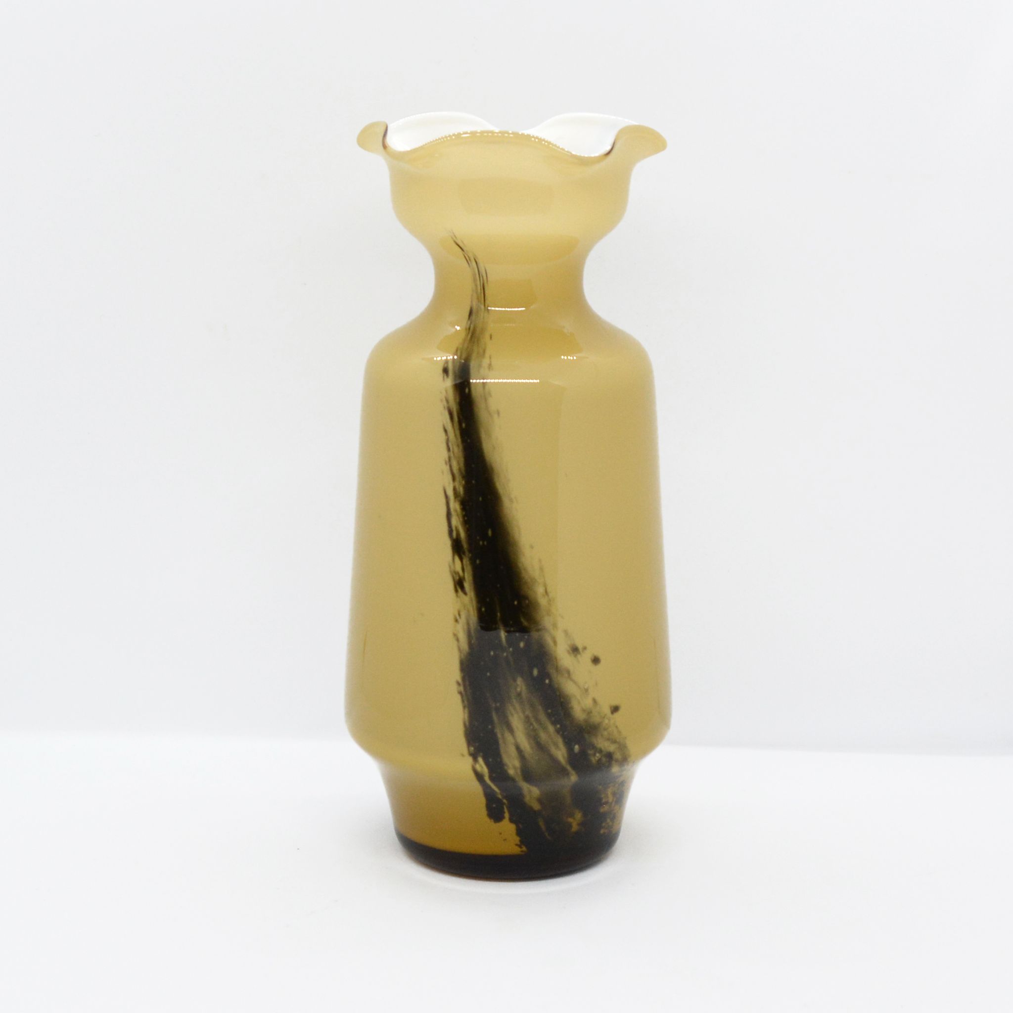 Glass vase V.B. opaline Florence, Italy of the 1970