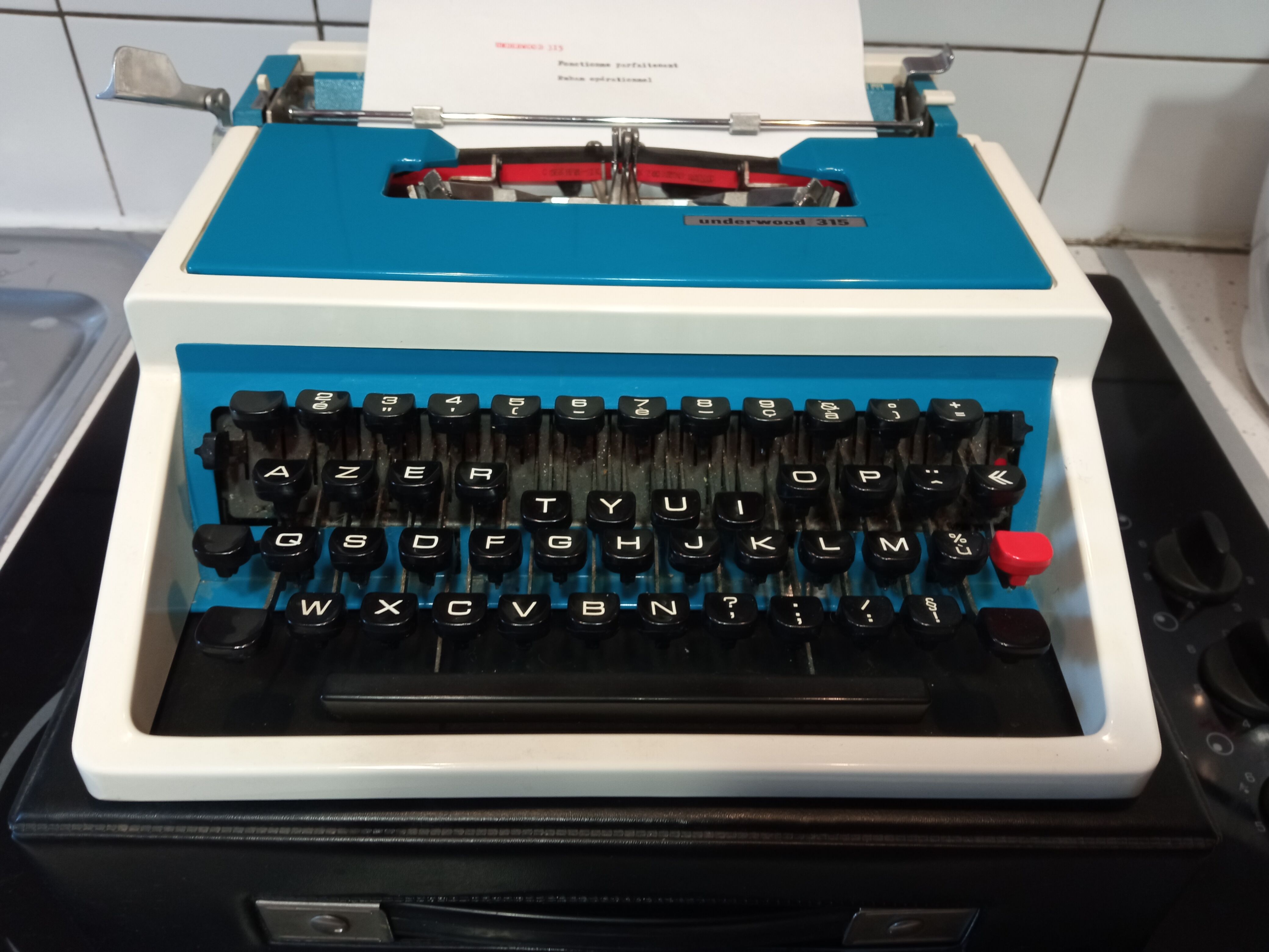 Blue Underwood 315 Portable Typewriter