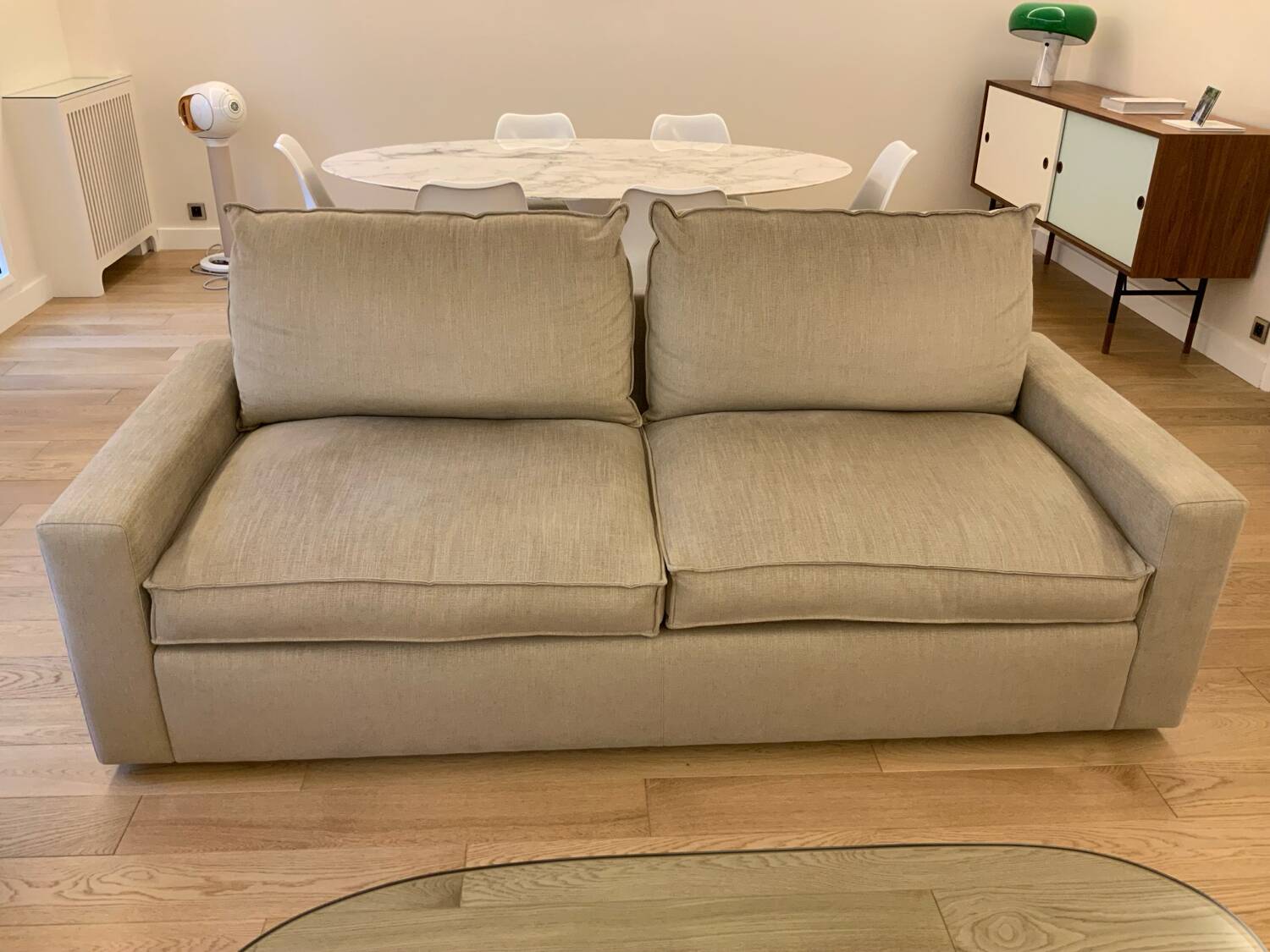 Maries Corner 3-seater sofa Dakota model in mottled beige color