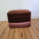 Pouf en velours bordeaux