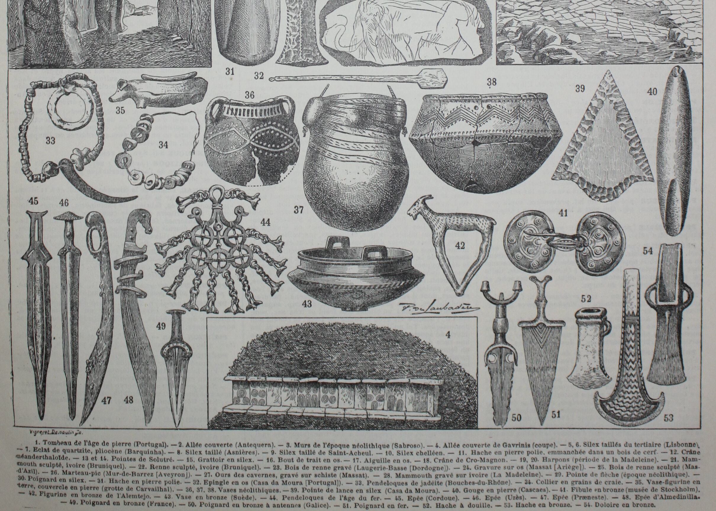 Lithograph • Prehistory, archaeology • Original engraving from 1898