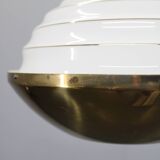 1950s Czechoslovak brass pendant with opaline glass diffuser