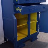 Commode des années 30 en bleu nuit et jaune