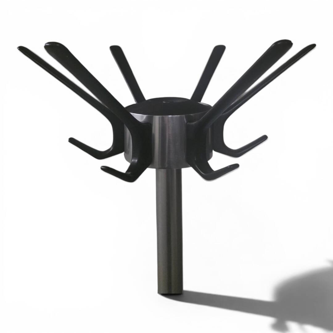 Industrial design coat rack in brushed aluminium - Circa 1990