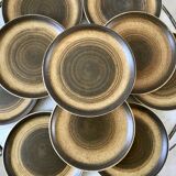 Set of 10 hand-painted Longchamp sandstone dessert plates