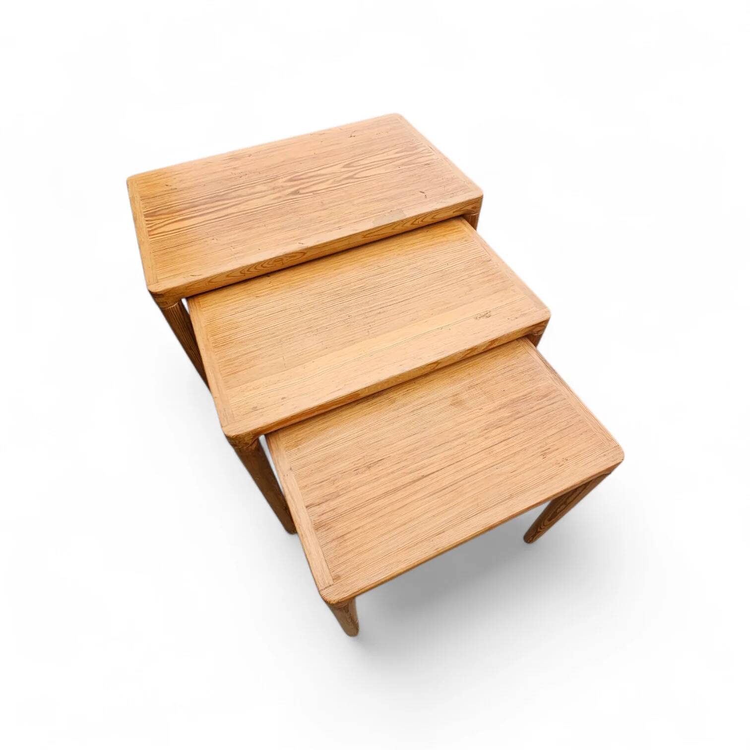 Ensemble de 3 tables gigognes en chêne massif / Henry Walter Klein pour Bramin / 1970