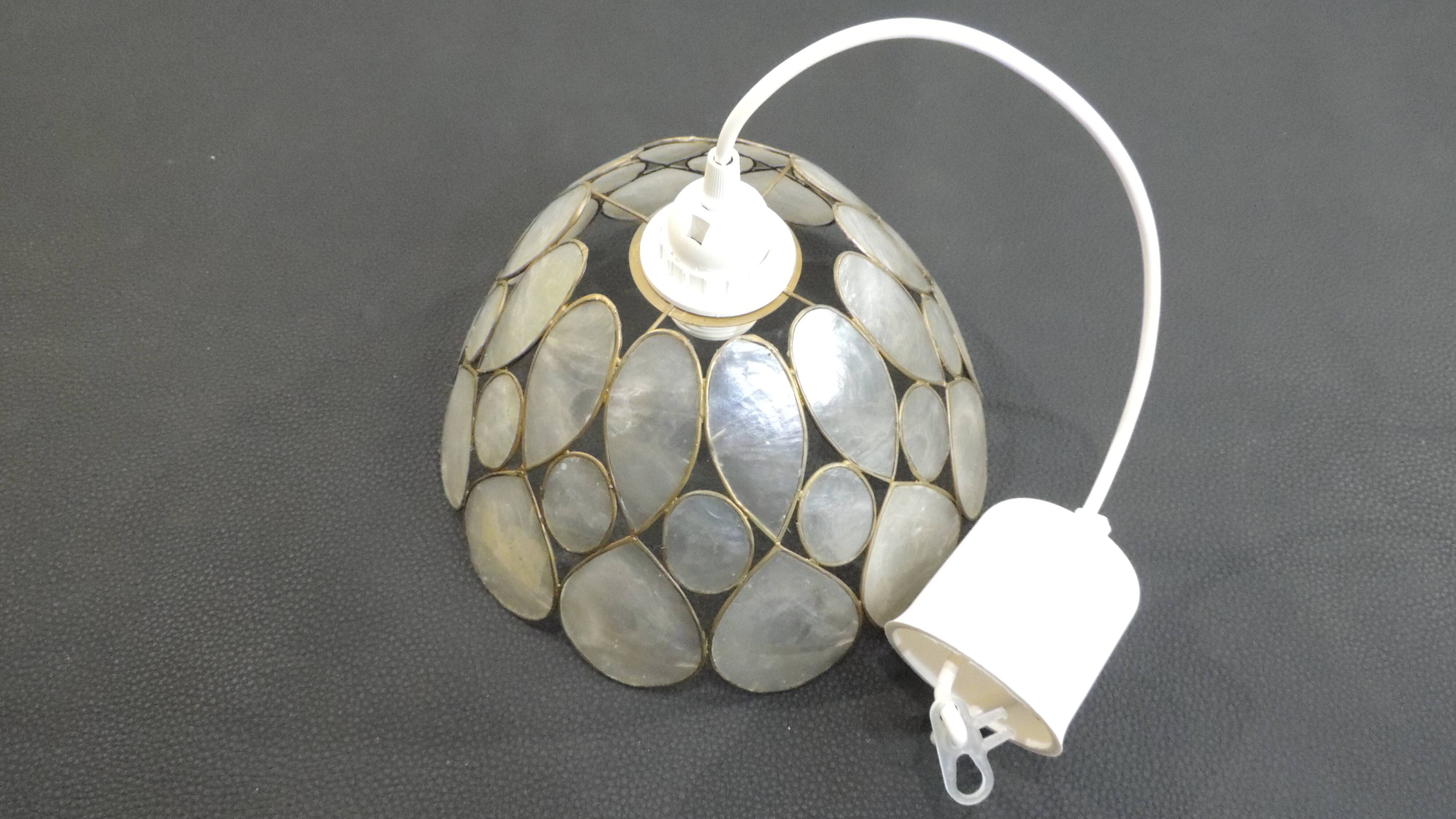 Vintage 1970s shell pendant lamp ceiling light lampshade