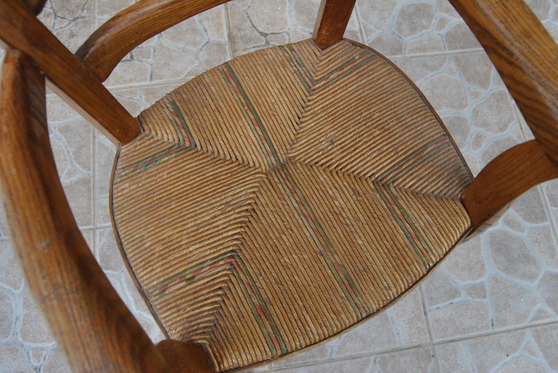 Wooden children's high chair and mulched seat