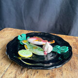 Vallauris majolica barbotine wall plate 1950