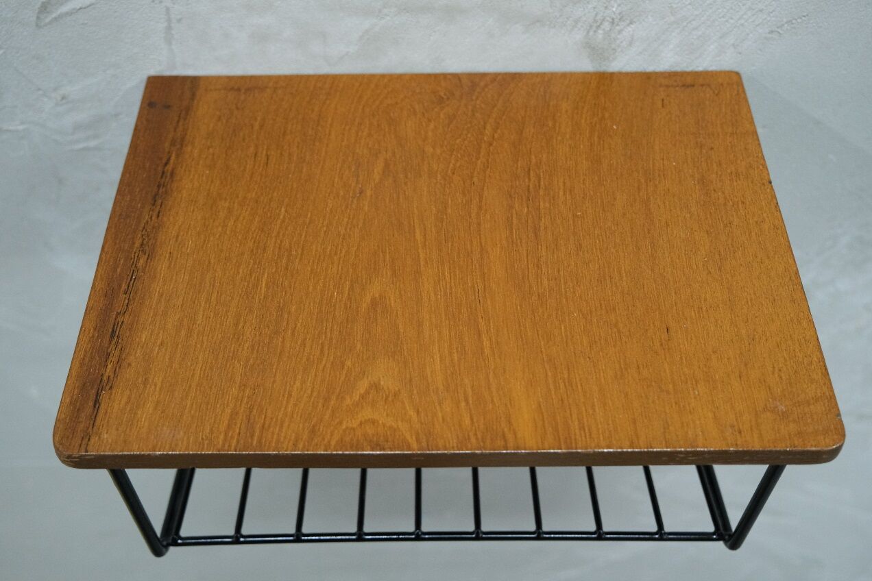 Scandinavian teak string wall shelf, 1960s