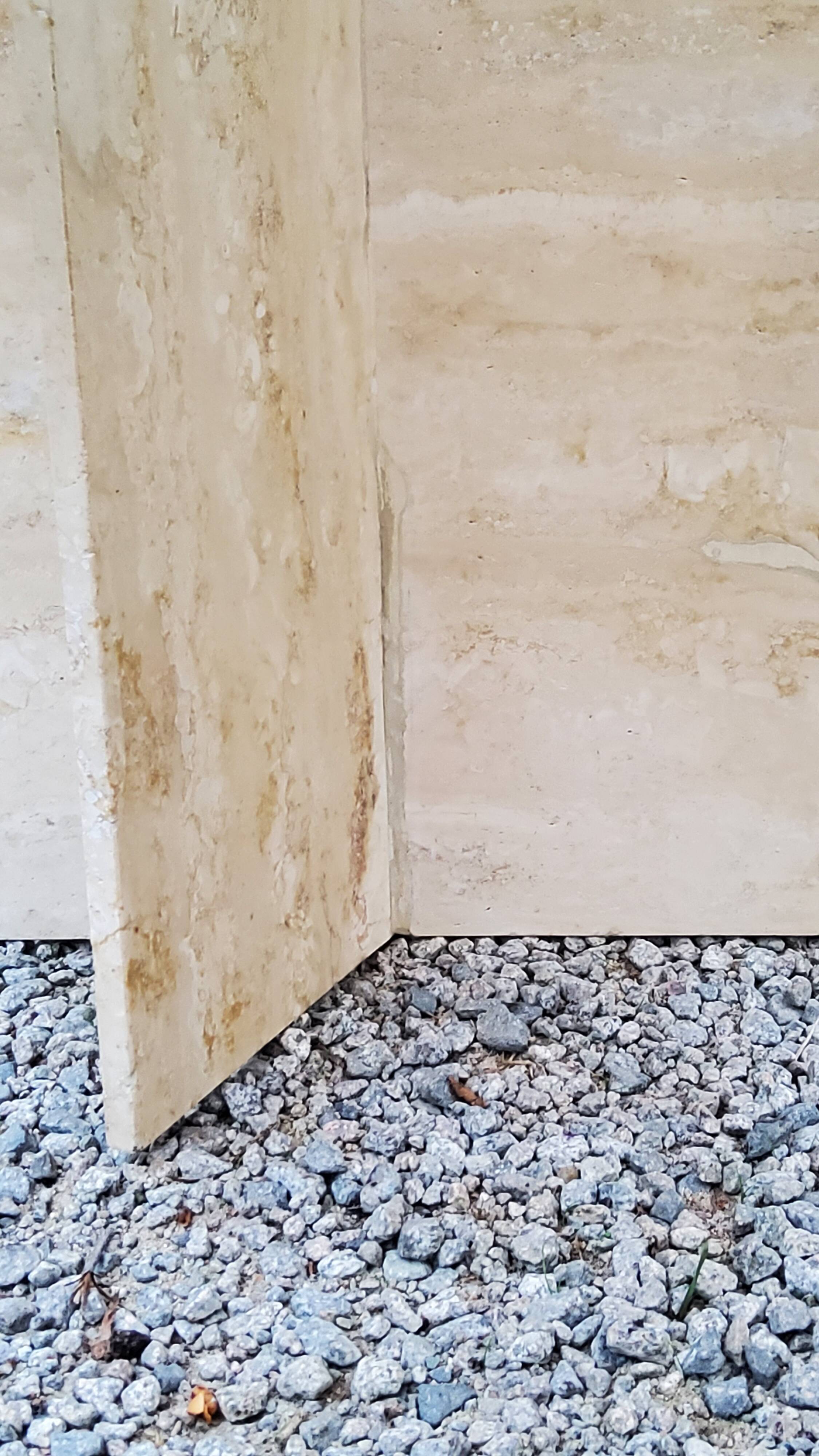 70s travertine and smoked glass designer coffee table