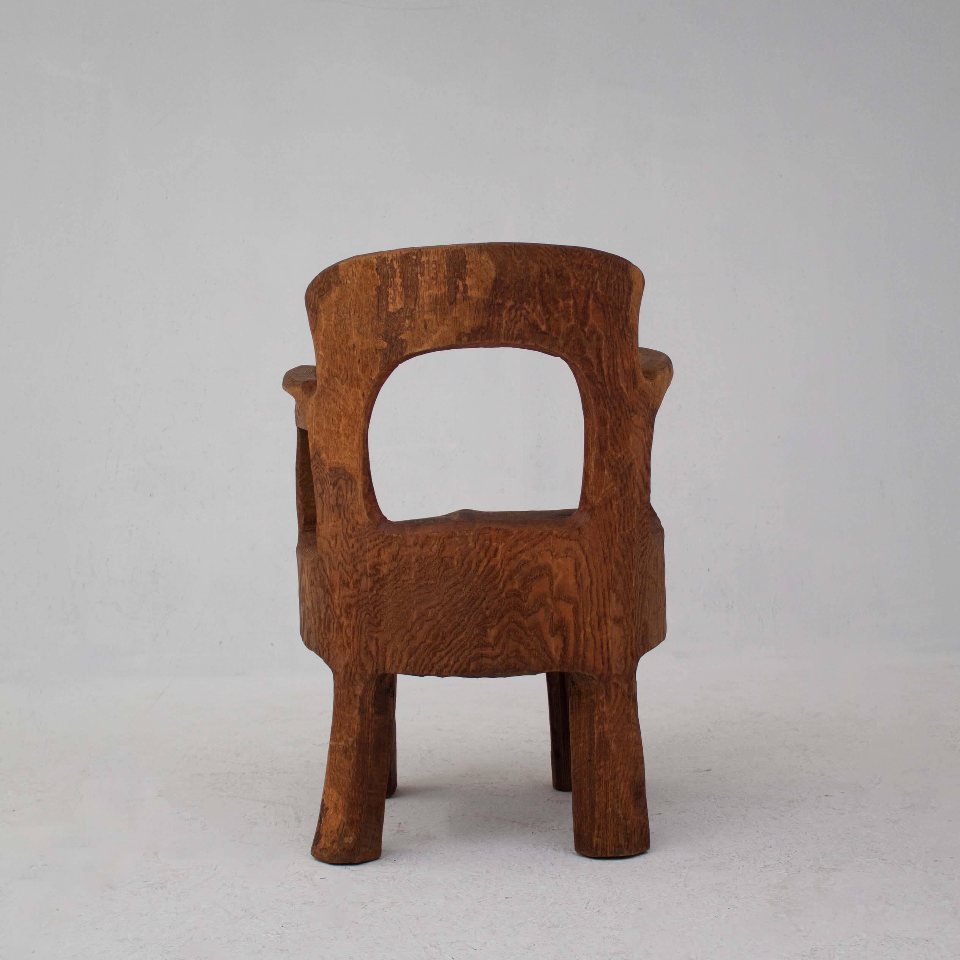 Hand carved solid wood chair, unique sculptural design