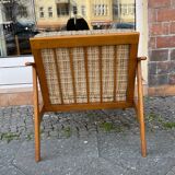 Scandinavian armchair in wood and wool 60s