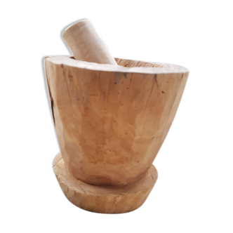 Mortar and pestle in vintage wood 1960
