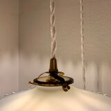 Pair of serrated opaline pendant lamps