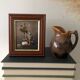 Small Painting, Flowers and Oil Lamp, Signed, 1970s