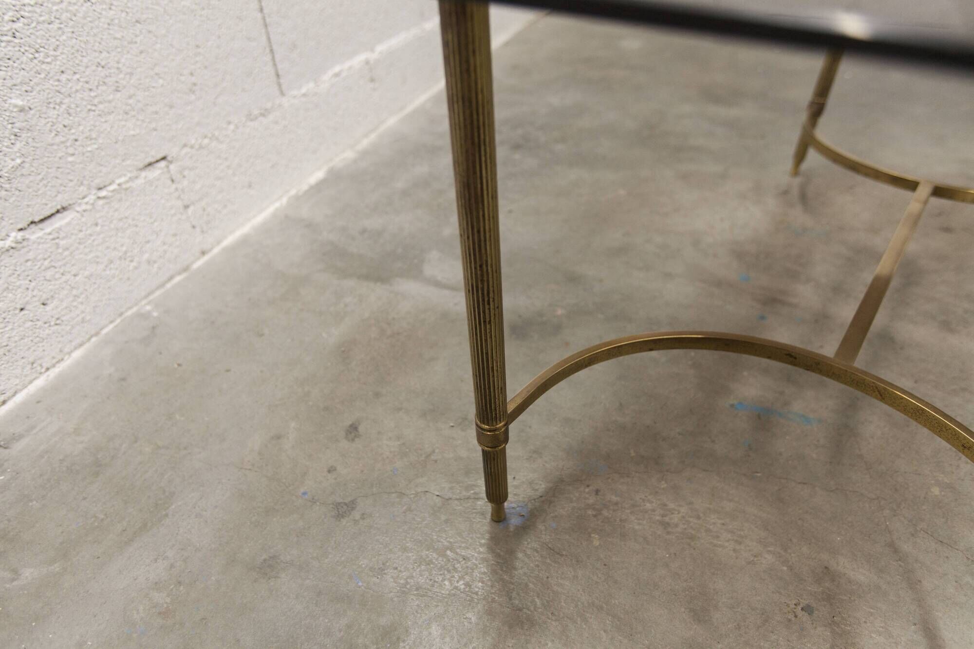 Gold brass coffee table with smoked glass 1970