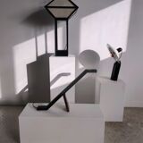 Japanese lamp in black lacquered wood and rice paper H:75cm