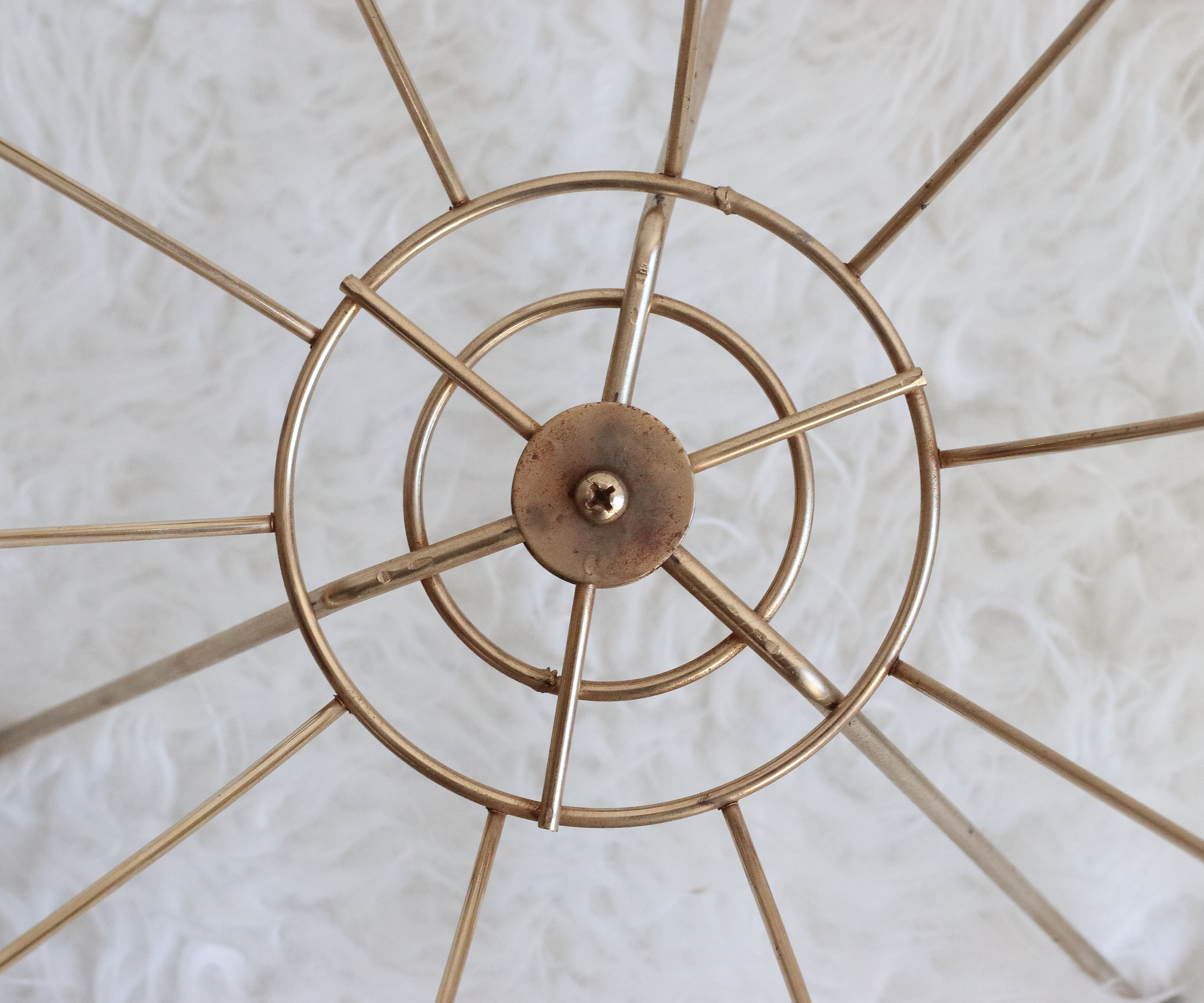 Worker golden brass tripod sewing basket