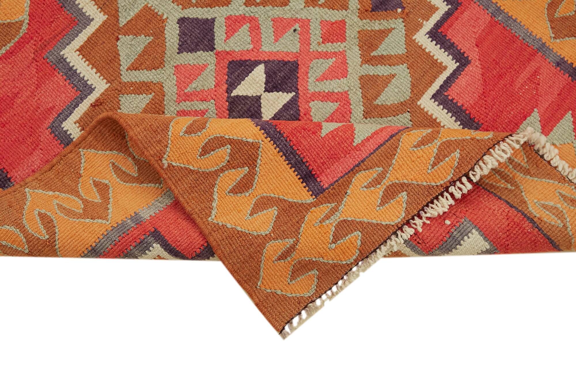Turkish Handwoven Vintage Herki Kilim 98 cm x 326 cm
