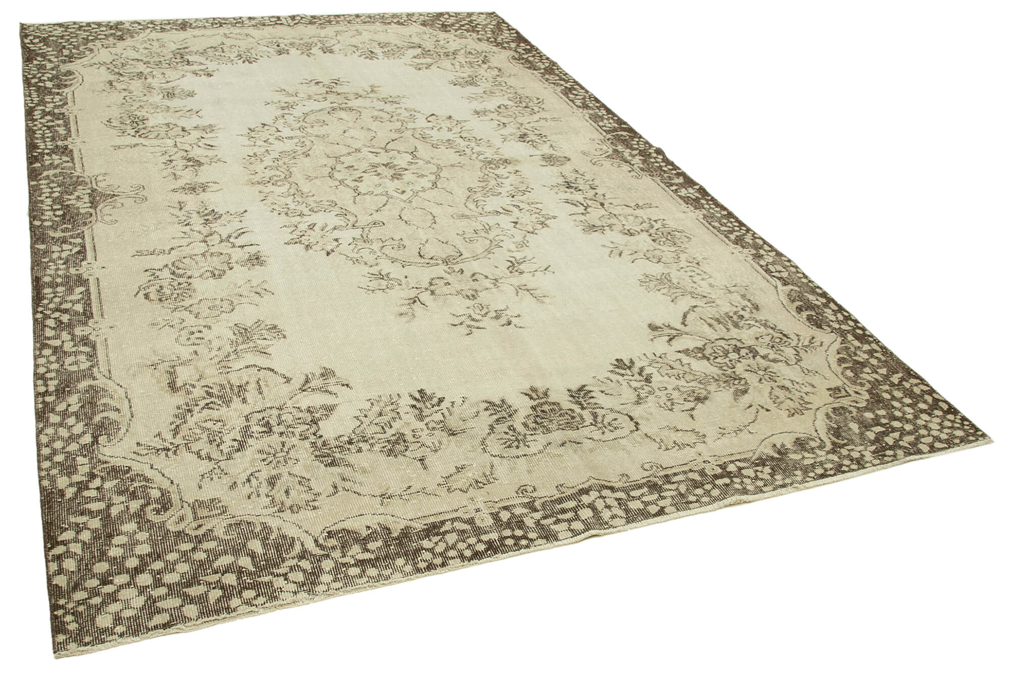 Handmade one-of-a-kind oriental beige carpet 208 cm x 310 cm