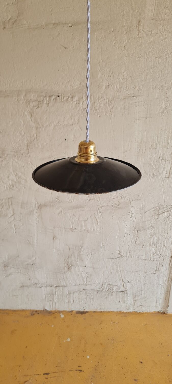 Black enamelled pendant lamp 1950