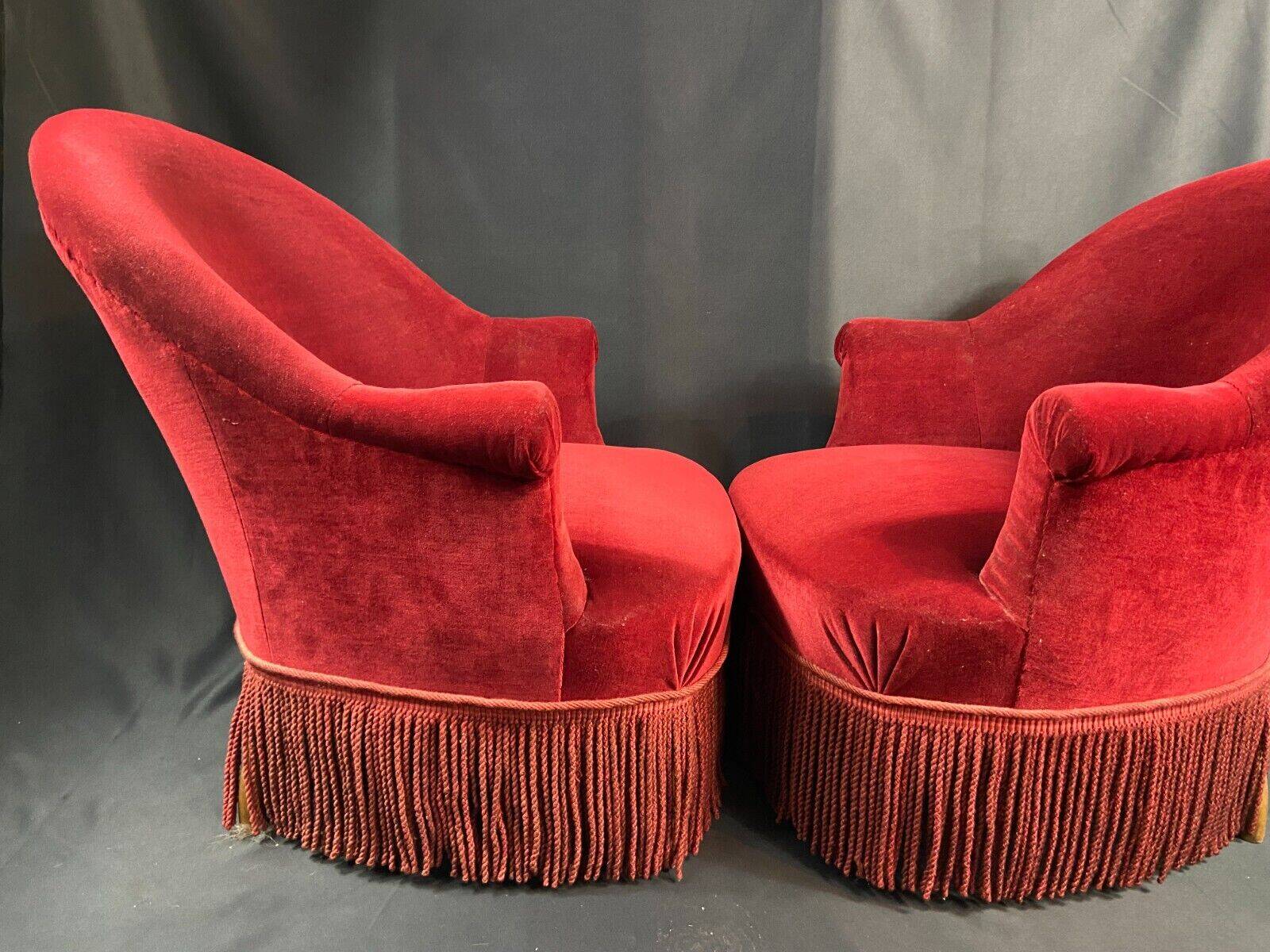 Pair of Napoleon III style toad armchairs