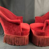 Pair of Napoleon III style toad armchairs