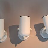 3 white lacquered metal wall lights from the 1970s.