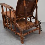 Rare Vintage Bauhaus Rattan & Bamboo Chair with Ottoman by Erich Dieckmann
