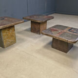 Vintage brutalist slate stone nesting tables by Design Studio Stam, 1990s