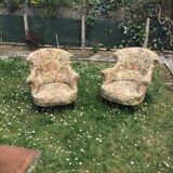 2 19th century toad armchairs
