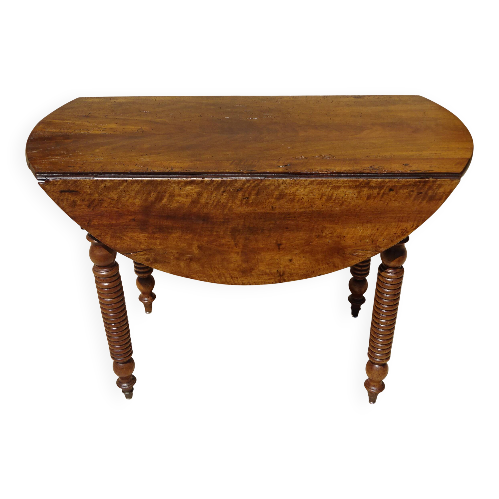 Ancienne table console en noyer, pieds en cuillère de miel