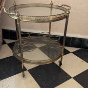 Brass and glass bar cart