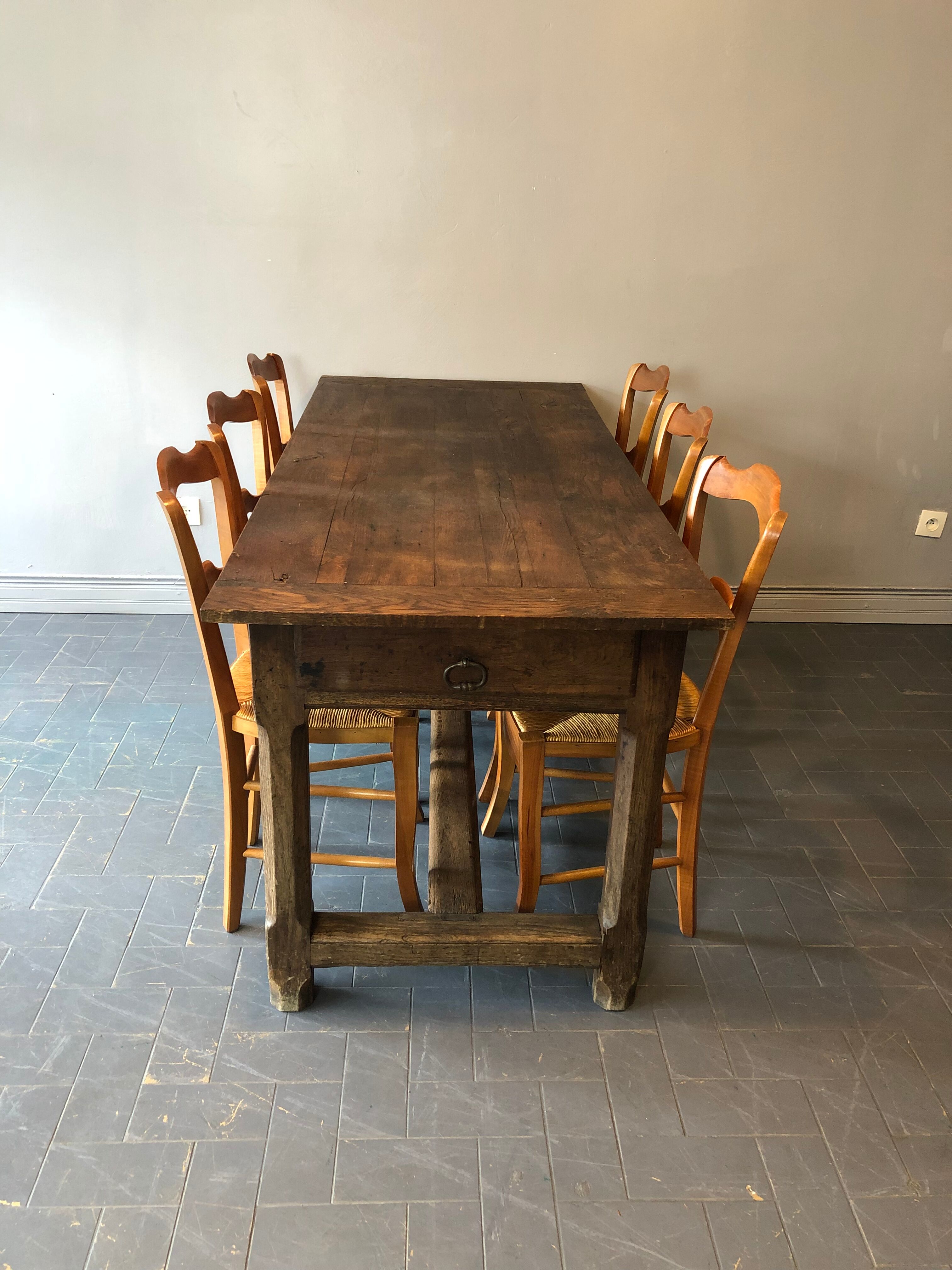 6 old chairs in cherry tree