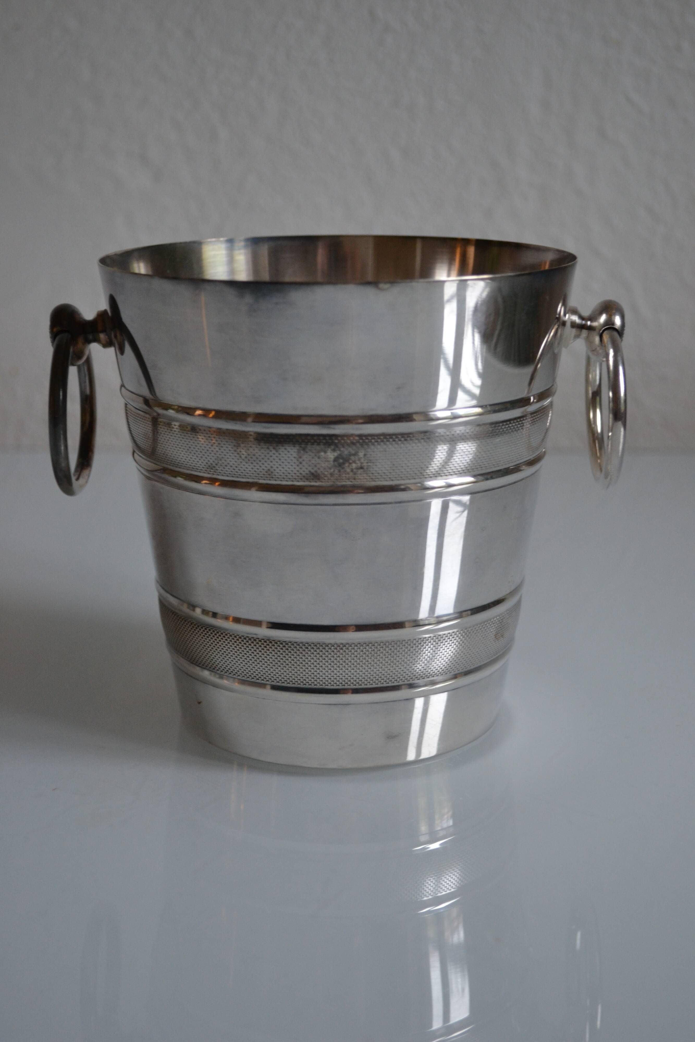Vintage silver metal ice bucket